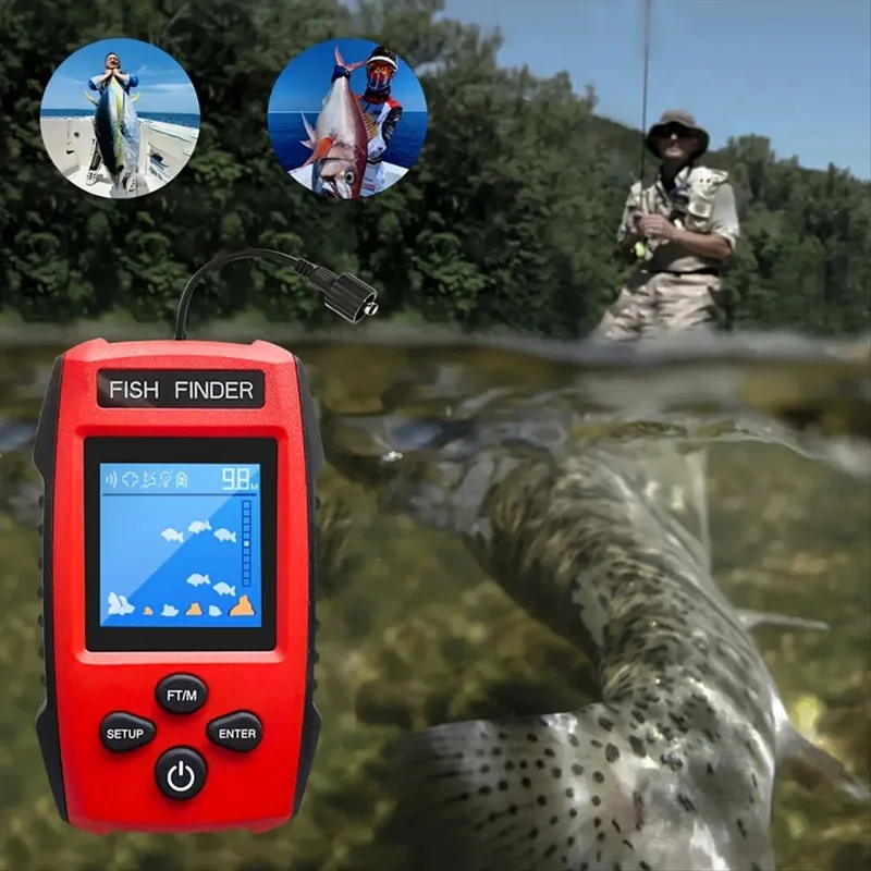 Fish Finder Transducer - Transduser Sonar Berkabel LCD Berwarna untuk