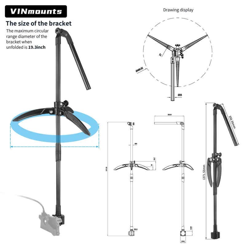 Fish Finder Mount - Penyangga Tiang Transduser untuk Memancing di